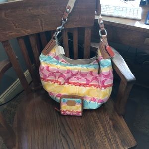 Coach 11754 watercolor Hobo bag and matching wallet